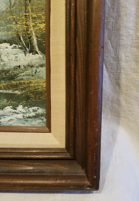 Landscape Winter Barn With River Certified Oil Painting SIGNED By Artist, Framed gallery