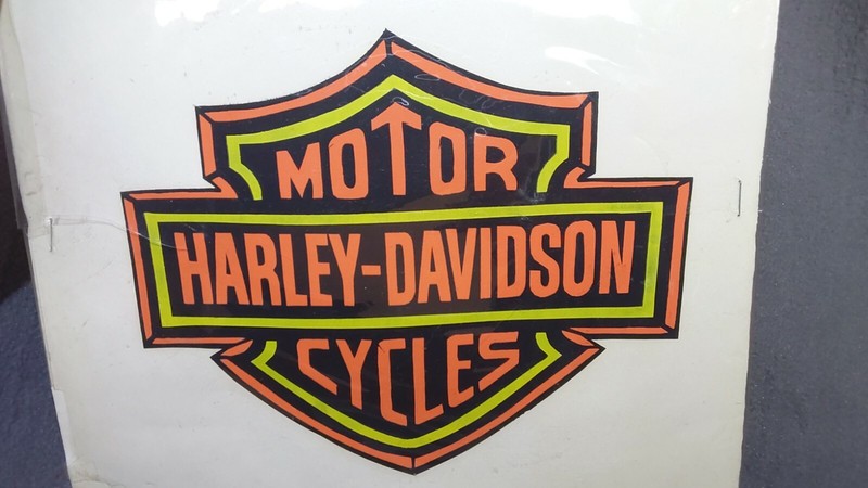 Vintage Harley Davidson Motorcycle, 12″ x 10.5″ Acrylic Painting Cool Old Piece