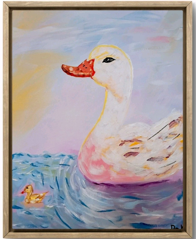 Mama Duck 11×14 Canvas Original Art Expressionism Abstract Animals Kids Home