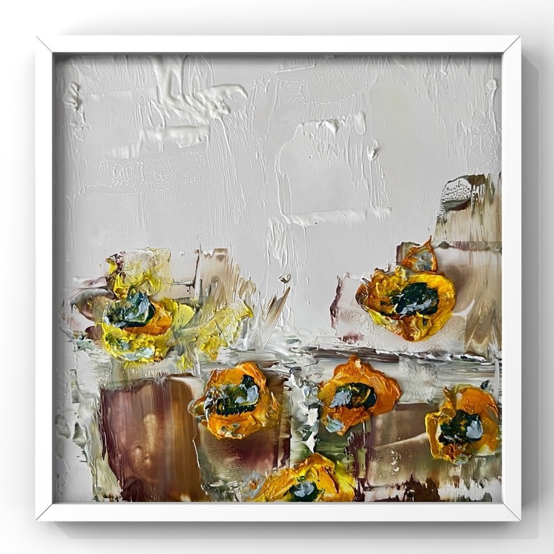 Provence Sunflower Field Abstract Oil Painting French Country Cottage Wall Decor