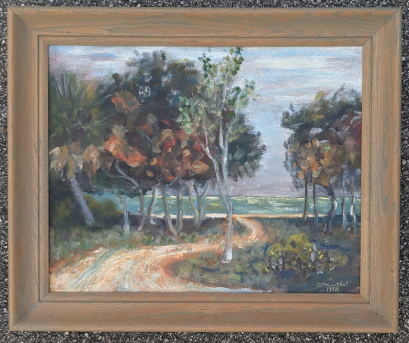 Oil On Board Landscape Painting Artist Signed 1958