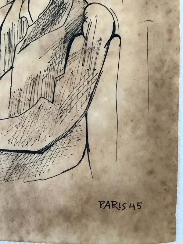 Drawing by Julio Girona. Jeune, 1945. Ink on paper. Original signed gallery
