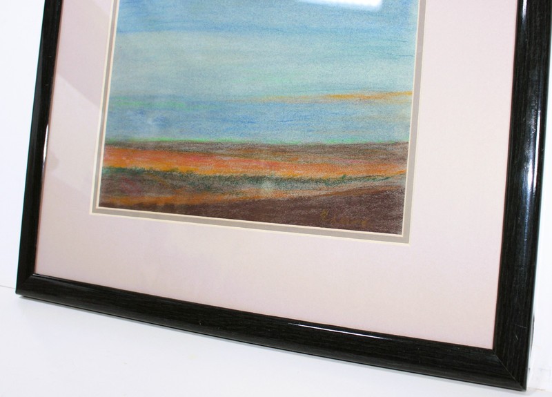 EDWARD GOLDMAN CRAYON MIXED MEDIA PAINTING ON PAPER SIGNED ABSTRACT AMERICAN gallery