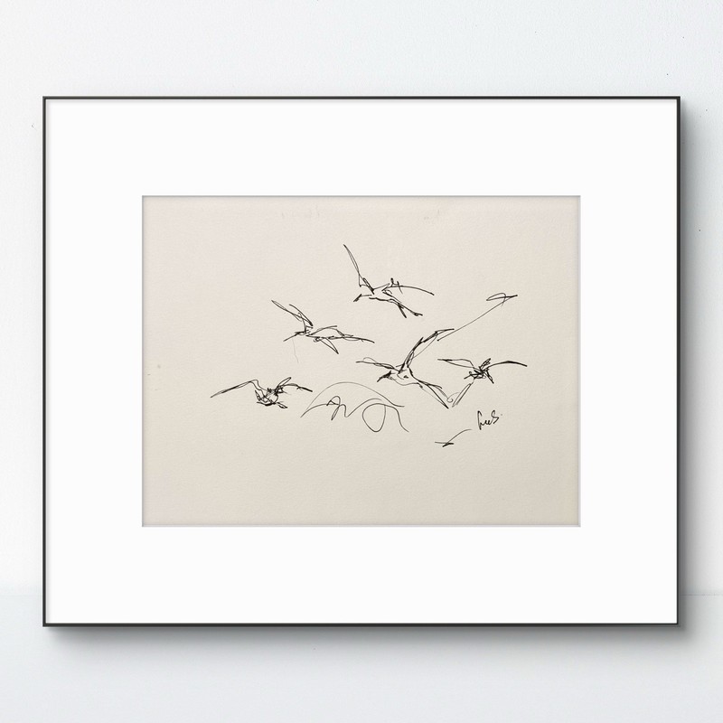 Original Abstract MInimalism 9×12 Flying Birds Handmade Signed Bedroom Decor 20
