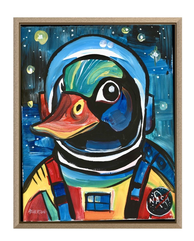 Atherton 11×14 Original Abstract Acrylic Painting «Duck Space Commander » signed