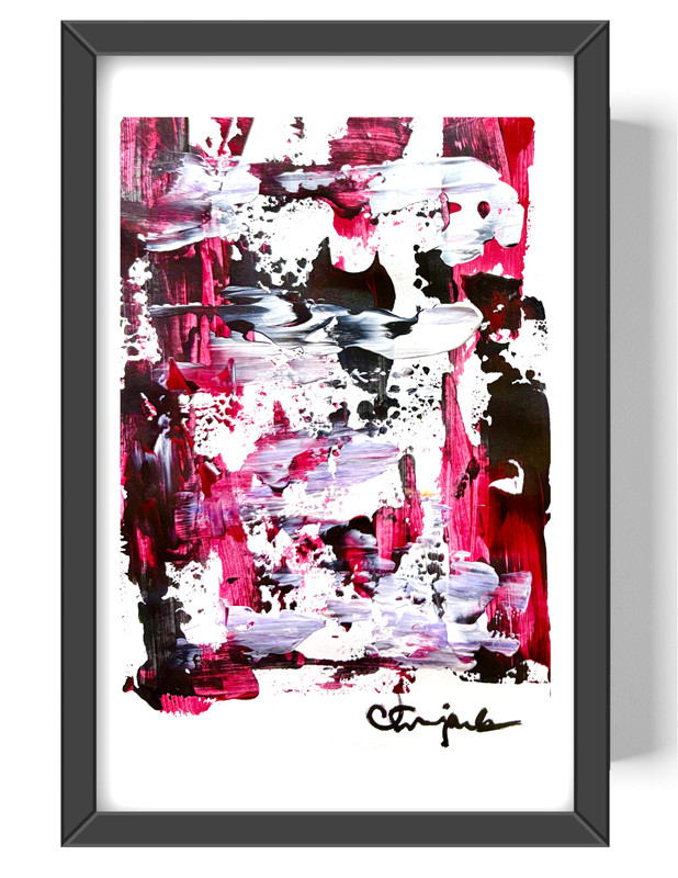 Guajardo Art: Garnet Red Stone 9X6 Paper Vibrant Colorful Abstract