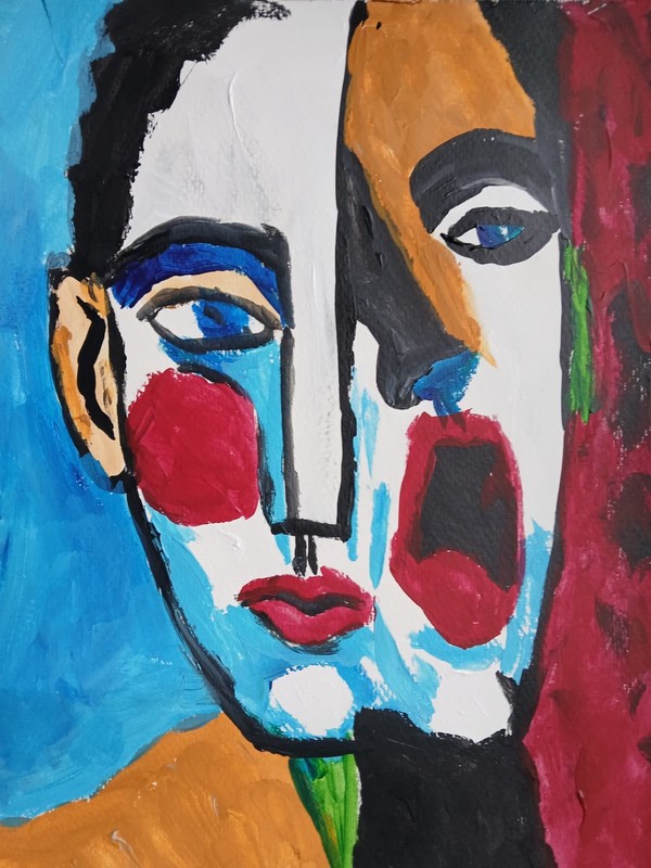 Abstract/Expressionism 11x14 Cubic Scream Face Signed Modern Street Art Painting gallery