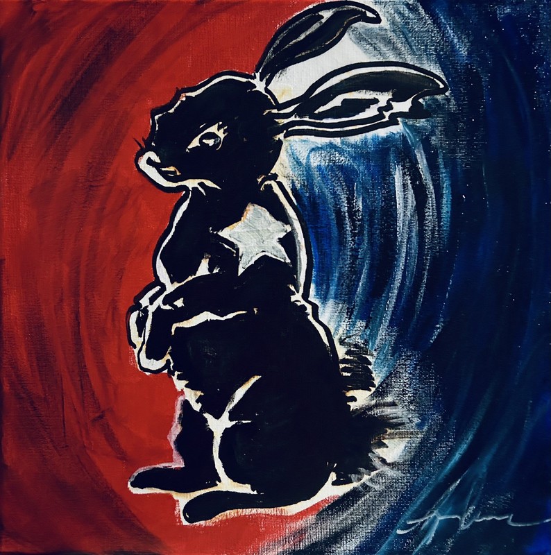 ORIGINAL Rabbit Hole Art BY AUNDREA POP ART EXPESSIONISM PAINTING OOAK BOLD