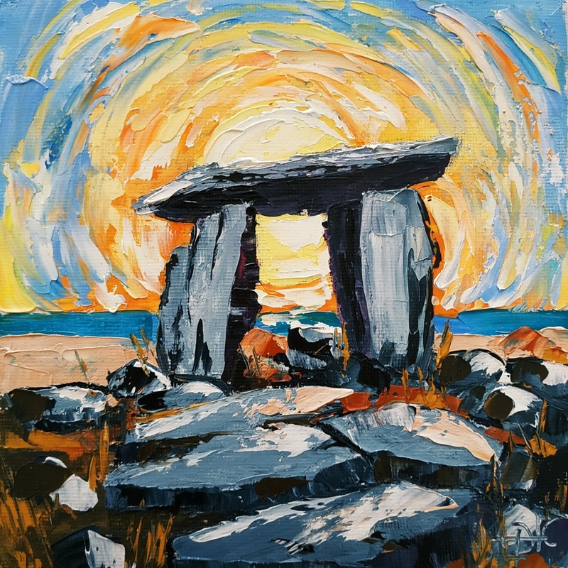 Burren Painting Ireland Travel Art Original Oil Painting Impasto 3D Art 6x6 gallery