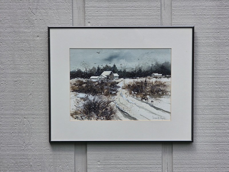 SUSAN B MYERS WATERCOLOR PAINTING FARM HOUSE LANDSCAPE WYETH INFLUENCE gallery