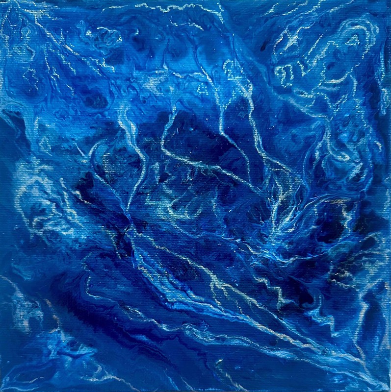 Neurotransmitters – Original Blue Lightning Painting by Eman Khalifa | Contempor