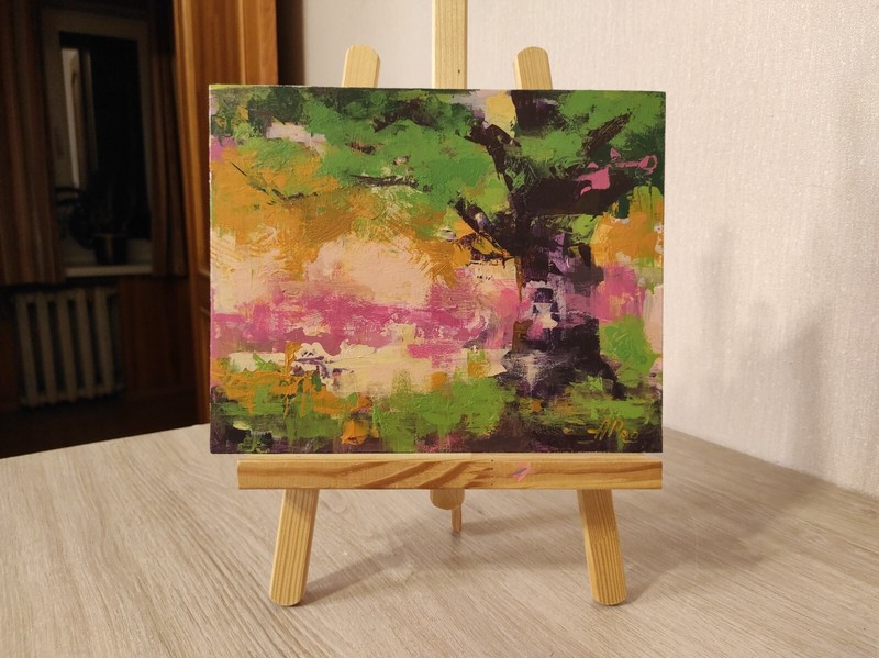 Oak Tree Painting Original Art Abstract Landscape Acrylic Painting 8x10 in gallery