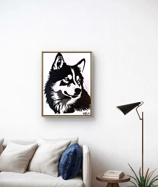 Modern Expressionist Original 14x11 Canvas , Husky Dog Signed Painting gallery