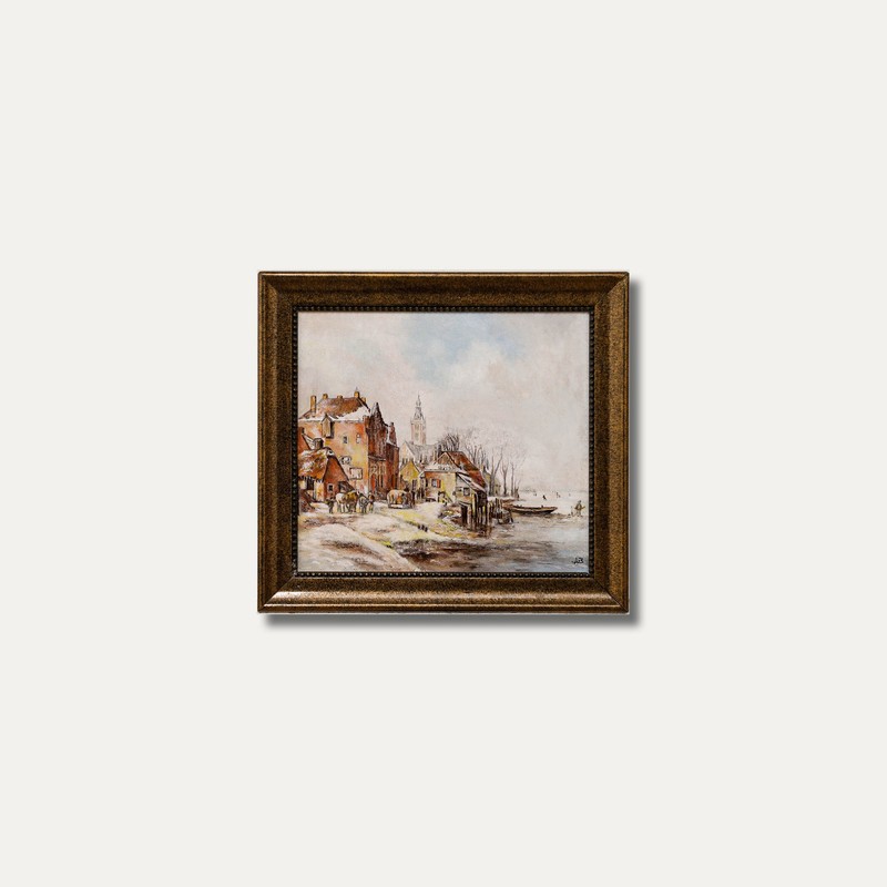 Adrie van Bruggen - Framed 20th Century Oil, Dutch Town in Winter gallery