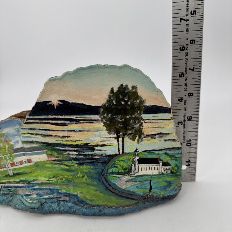 Hand Painted Vintage Multi Scene Sunset On Artist’s Conk Mushroom Signed 1991 CA gallery