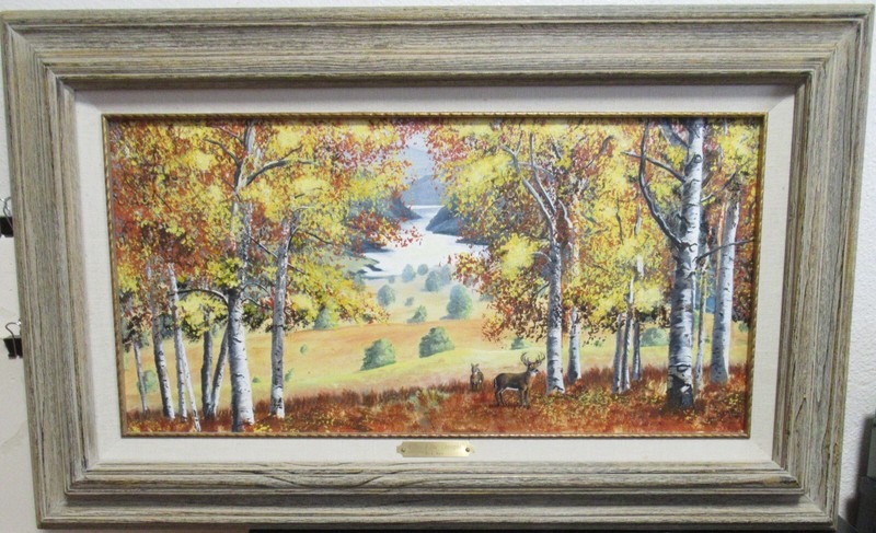 LOUIS E KERR «A PAUSE FOR THOUGHT» ORIGINAL OIL CANVAS DEER LANDSCAPE PAINTING