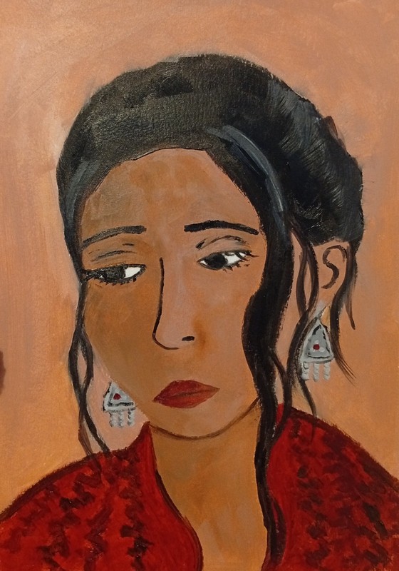 The woman with the silver earring