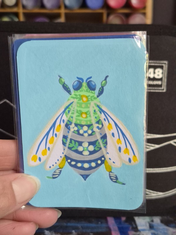 ACEO Original Painting Folk Art Bee By LSArtz Watercolor on paper