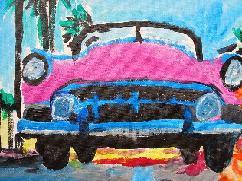 Abstract/Impressionism Pink Caddy 11x14 Original Handmade Signed Art Painting gallery