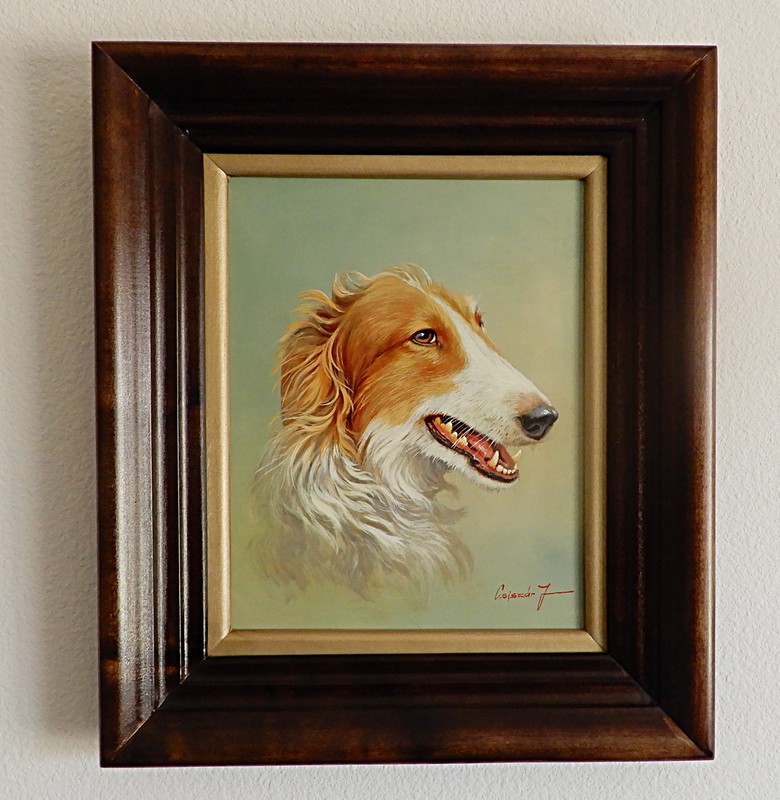 Oil Painting By Jozsef Csiszar – Borzoi Dog Portrait