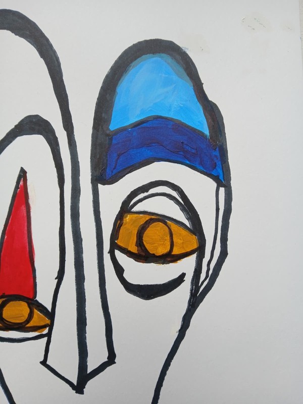 Abstract/ Expressionism 9 x 12" V Face Handmade Signed Modern Art Painting gallery