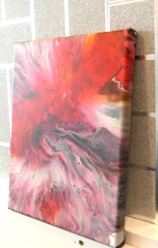 Original Acrylic Pour Painting 8x10 Red Pink Abstract Modern Wall Art gallery