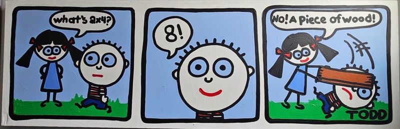 Todd Goldman Comic Strip art Original painting what's 2x4 gallery wrapped canvas gallery