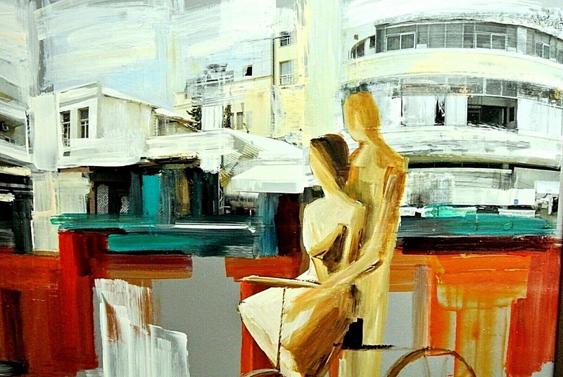 Adriana Naveh-Untitled-Framed Original Painting/Acrylic Panel/Hand Signed/LOA gallery