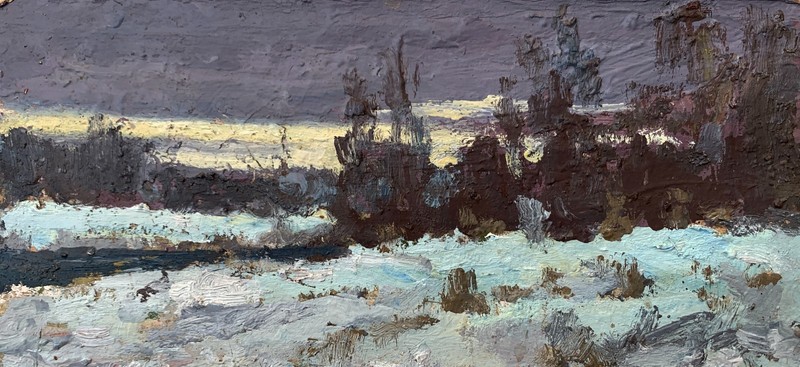 Oil Painting Winter Evening In Nature L. Maistrenko Unframed Original nAAA3552