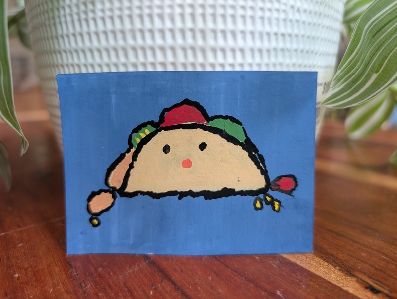 aceo original art cards, acrylic markers, food series 3/6, taco
