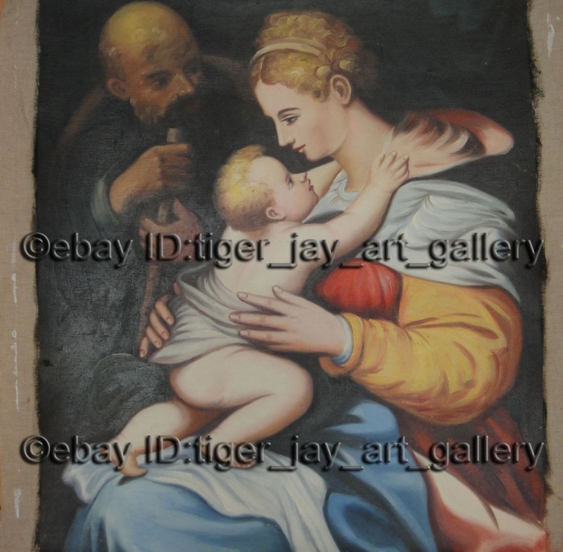 Holy Family Infant Jesus Virgin Mary Saint Prayer Christian Religious Painting