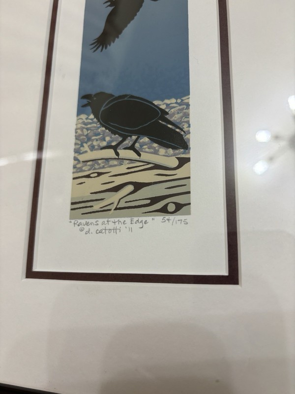 Ravens Hand Painted Serigraph No. 54/175 Frames Signed D. Cattoti Alaska 2011 gallery