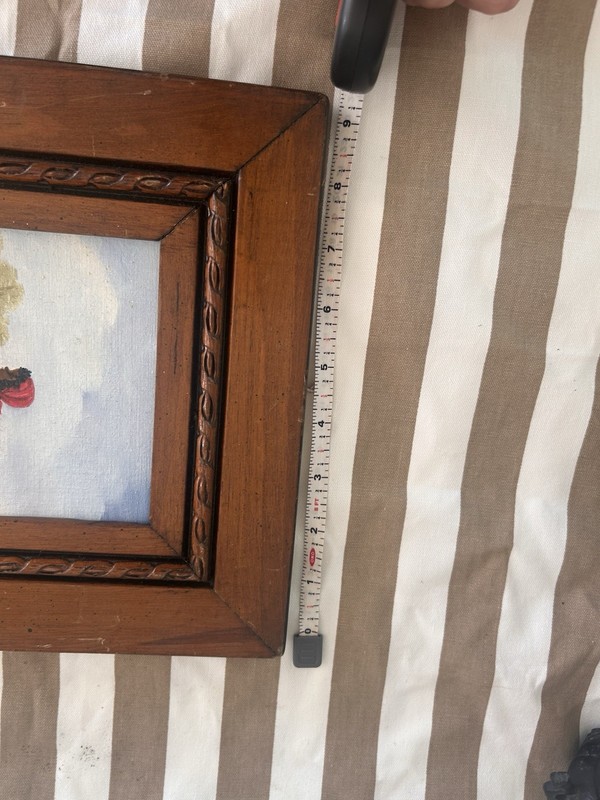 L. McCoy Signed Framed Folk Art Oil Painting of Woman with Basket on Canvas gallery