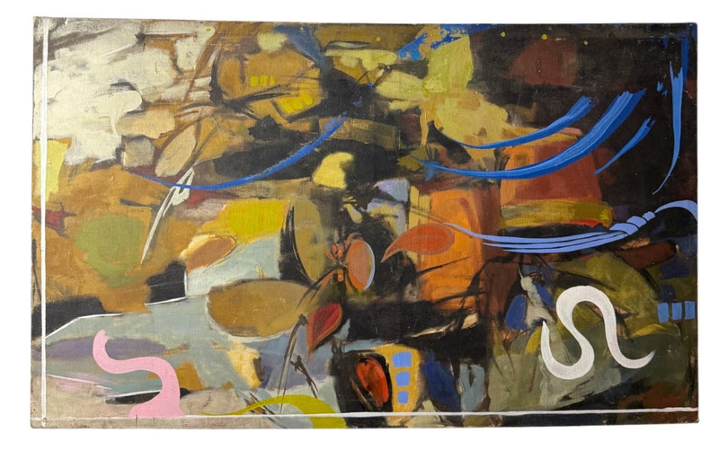 Large Abstract Expressionist Oil Painting on Canvas by Hans Otto Orlowski