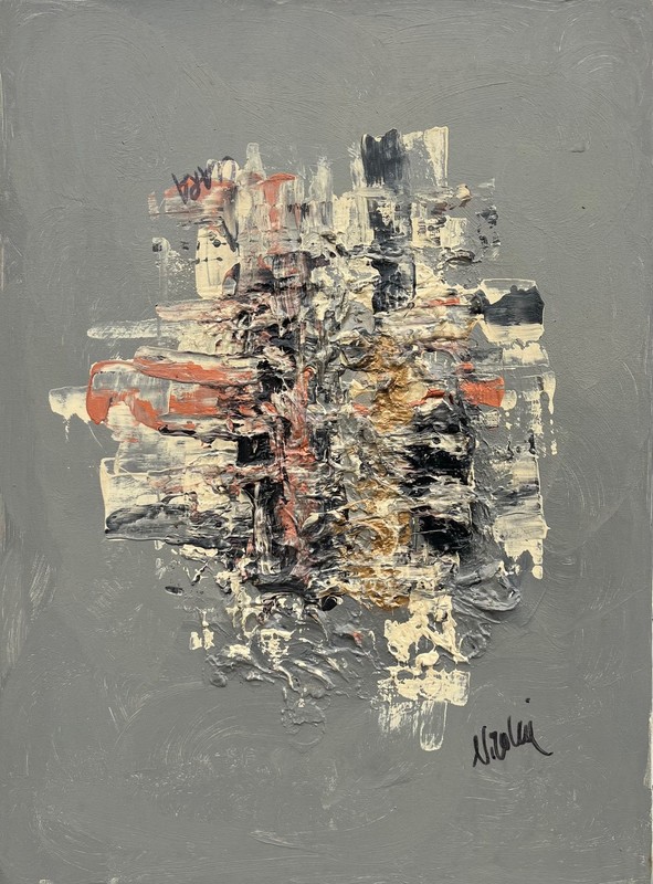 Abstract Composition Danish Mid-Century Vintage Modern Art Oil Painting 84x64cm gallery