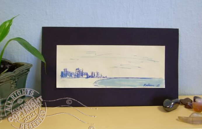 City Sea 2010 C Peterson * India Ink Seascape * From Ventura to Santa Monica