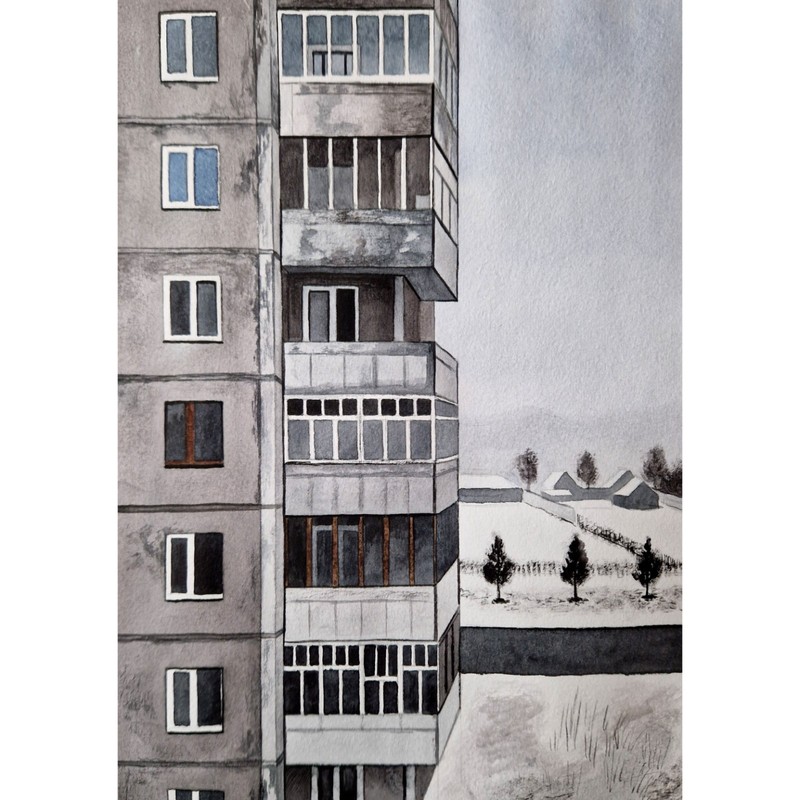 Cityscape Painting Original Art City Art Wall Decor Watercolor Painting