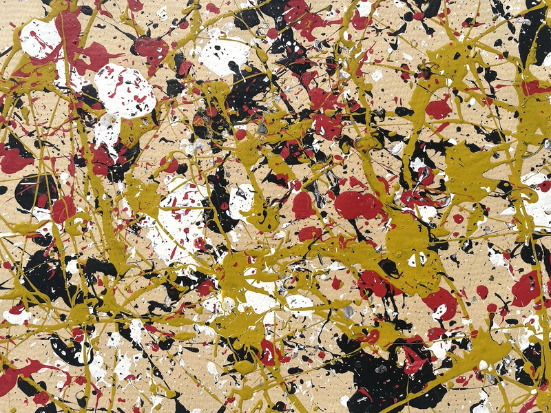 Original Painting Jackson Pollock Signed Yellow Red Abstract Expressionist D43 gallery