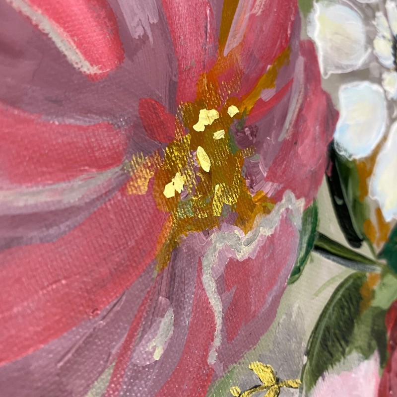 Floral Red Rose Painting Original Pink Wall Art Modern Flowers 11x14 CP 15 gallery