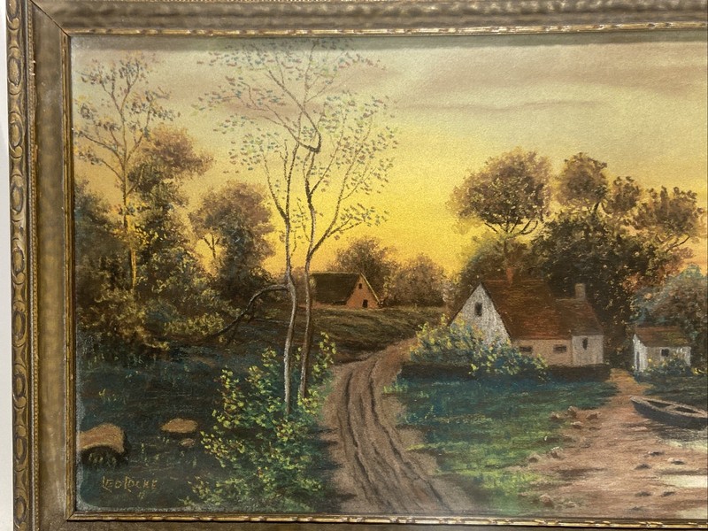 VTG. Pastel Painting Rural Landscape On Paper Signed gallery