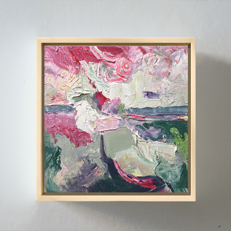 Abstract Garden- Original Textured Oil Painting, Framed Contemporary Home Decor