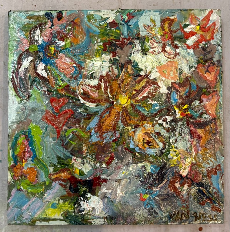Abstract, Floral, Oil Painting, by Van Ness