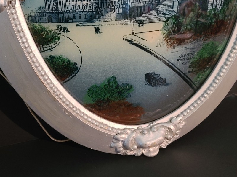Antique U.S. Capitol Building Washington D.C. Reverse Painting on Convex Glass gallery