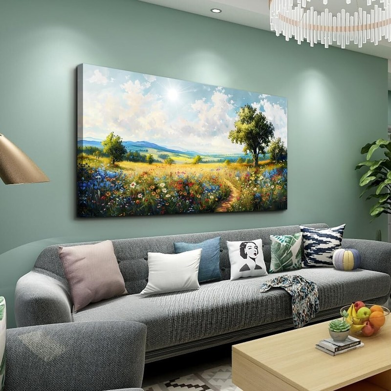 30x60” Modern Canvas Wall Art Print Painting Nature Field Scenery Abstract Frame gallery