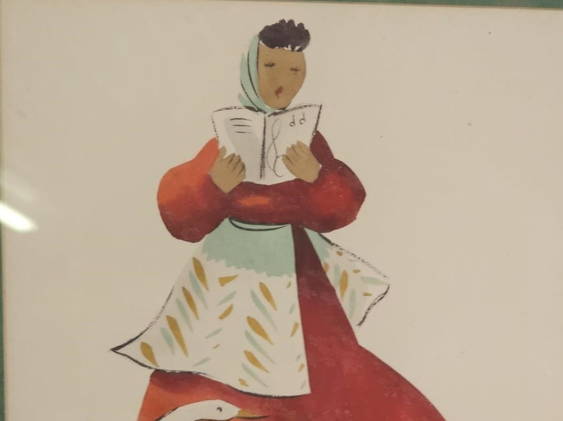 Ruben Kupur Signed Russian Art Lady Singing with Goose Painting gallery