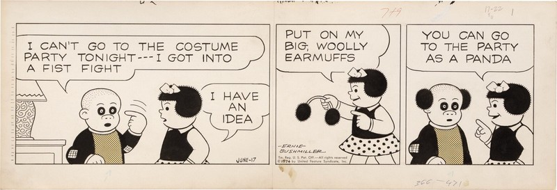 Ernie Bushmiller ORIGINAL ARTWORK FOR NANCY COMIC STRIP JUNE 17 1974 #167689