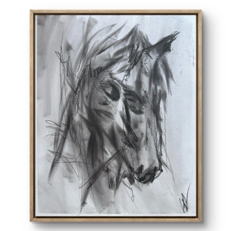 Loose Horse Sketch 11×14 Soft Pastel Drawing Minimalist Equine Art