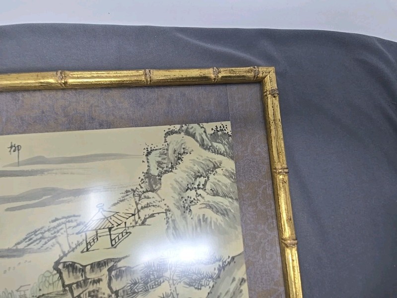 Chinese Watercolor Country Scene Professionally Framed 13 1/4 X 13 1/4" gallery