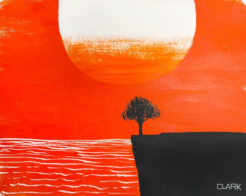 Captivating Ocean Sun Landscape Painting - Acrylics On 11x14" Mixed Media Paper gallery