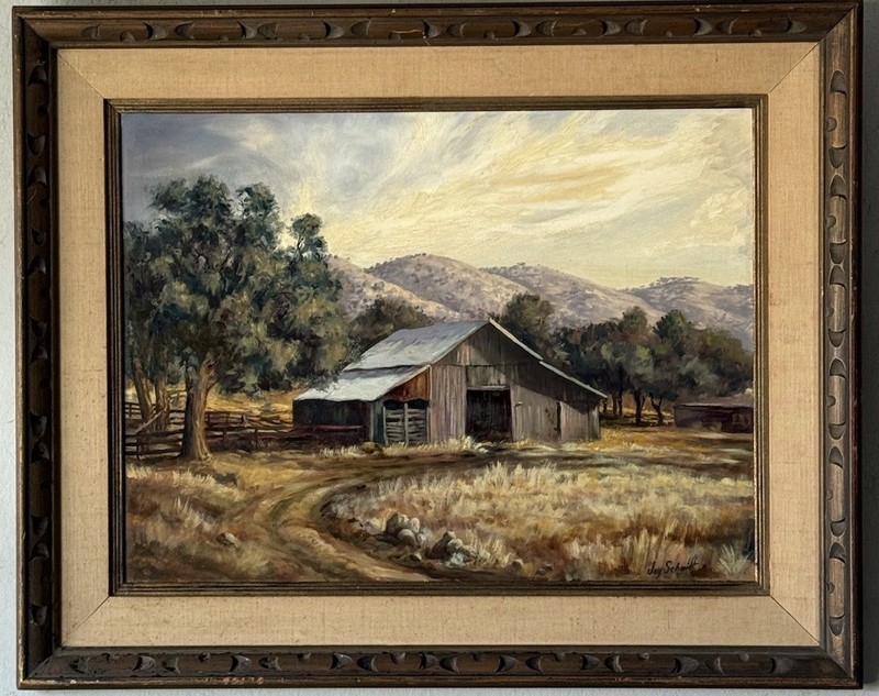 JAY SCHMIDT ANTIQUE CALIFORNIA PLEIN AIR LANDSCAPE OIL PAINTING OLD VINTAGE 1950